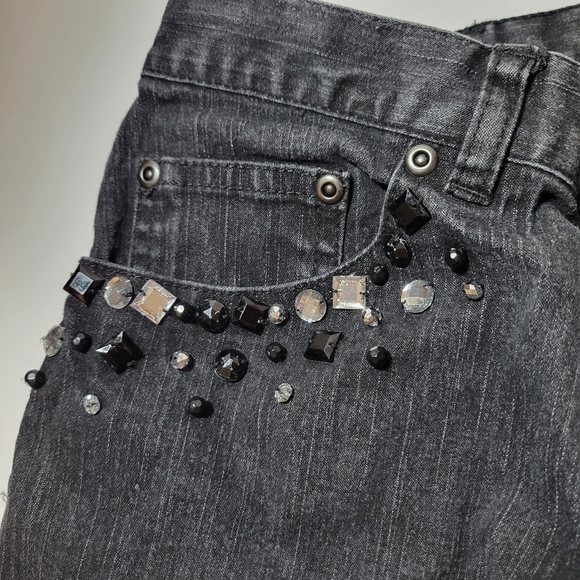 Y2K black Ruby Rd. sequin bedazzled jeans gems - Picture 1 of 6
